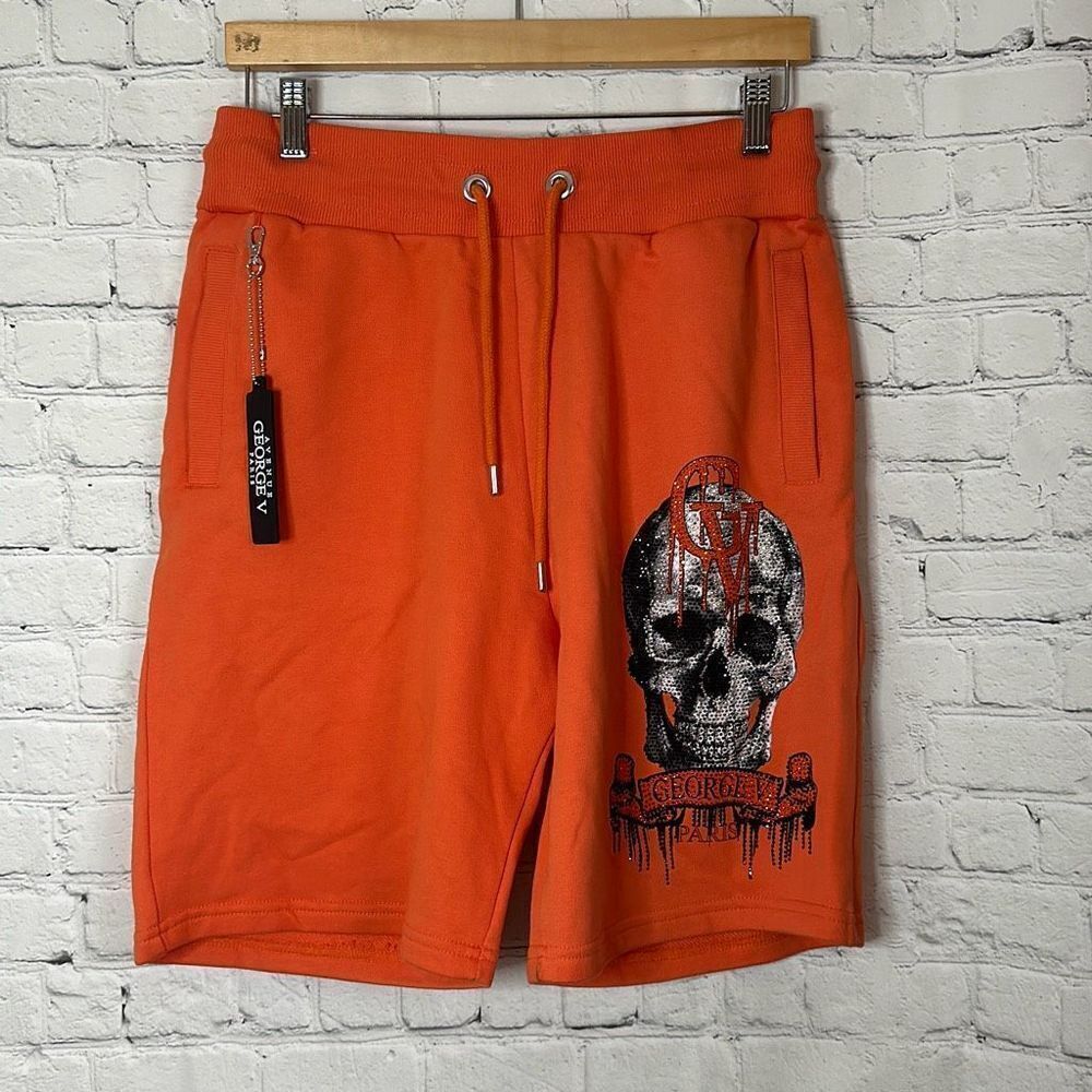 Avenue George V Paris Glitter Skull Shorts and Shirt Set‎ size Small S NEW